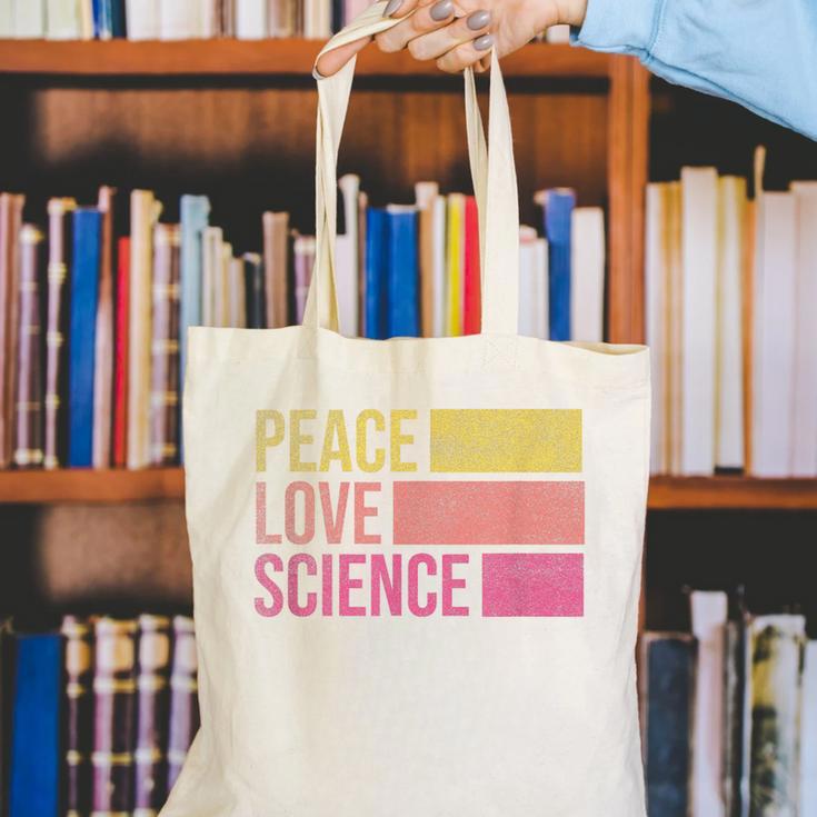 Peace Love Science Lovers Math Chemistry Teacher Canvas Tote Bag, Science Teacher Tote Bags, funny gift Peace Love Science Lovers Math Chemistry Teacher Canvas Tote Bag, Science Teacher Tote Bags, funny gift