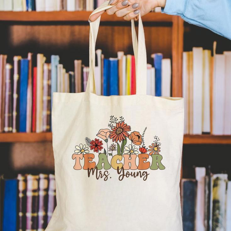 Personalized Name Teacher Mrs Young Back To School Custom Canvas Tote Bag, funny gift Personalized Name Teacher Mrs Young Back To School Custom Canvas Tote Bag, funny gift
