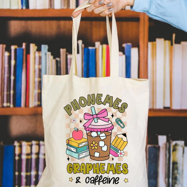 Phonemes Graphemes Caffeine Back To School Reading Teacher Canvas Tote Bag, funny gift Phonemes Graphemes Caffeine Back To School Reading Teacher Canvas Tote Bag, funny gift