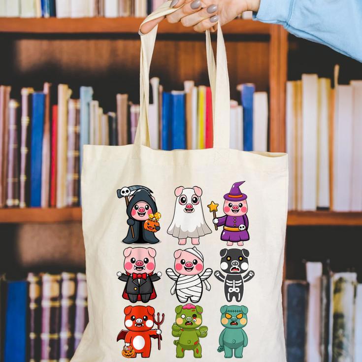 Pig Spooky Ghost Witch Boo-Jee Horror Pumpkin Pig Halloween Canvas Tote Bag, funny gift