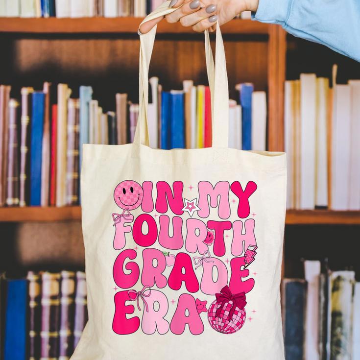 Pink Fourth Grade Era 4th Back To School Grade Teacher Canvas Tote Bag, 4th Grade Teacher Tote Bags, funny gift