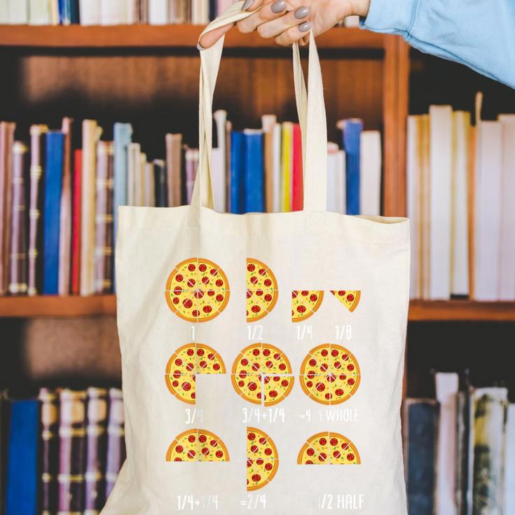 Pizza Slice Fraction Math Teacher Back To School Educational Canvas Tote Bag, funny gift Pizza Slice Fraction Math Teacher Back To School Educational Canvas Tote Bag, funny gift