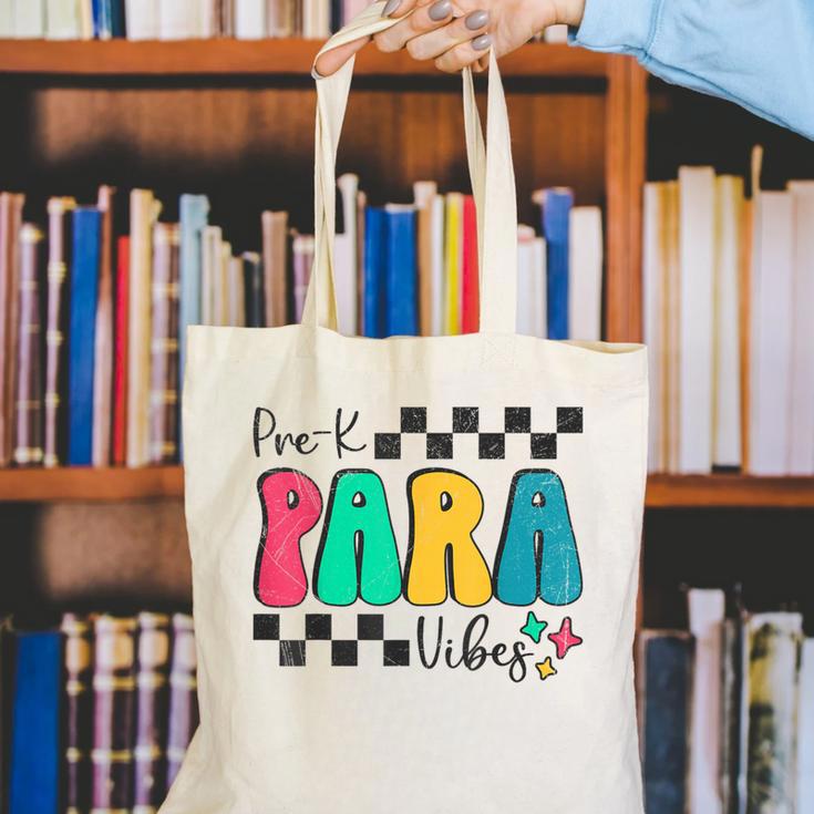 Pre-K Paraprofessional Teacher Back To School Vibes Canvas Tote Bag, funny gift Pre-K Paraprofessional Teacher Back To School Vibes Canvas Tote Bag, funny gift