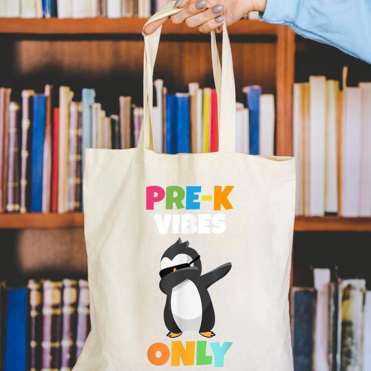 Pre-K Vibes Only Penguin Teachers Kids Back To School Canvas Tote Bag, funny gift