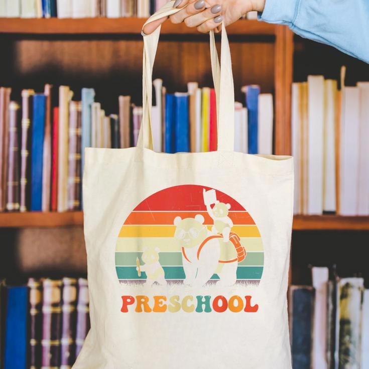 Preschool Panda Back To School Teacher Student Canvas Tote Bag, funny gift Preschool Panda Back To School Teacher Student Canvas Tote Bag, funny gift