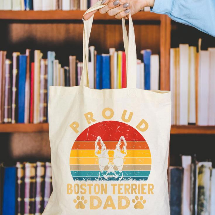 Proud Boston Terrier Dad Dog Owner Fathers Day Men Women Kids Canvas Tote Bag, Boston Terrier Dad Tote Bags, funny gift