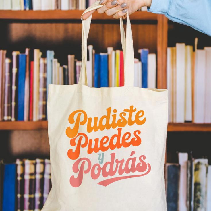 Pudiste Puedes Podras Maestra Spanish Teacher Canvas Tote Bag, funny gift Pudiste Puedes Podras Maestra Spanish Teacher Canvas Tote Bag, funny gift