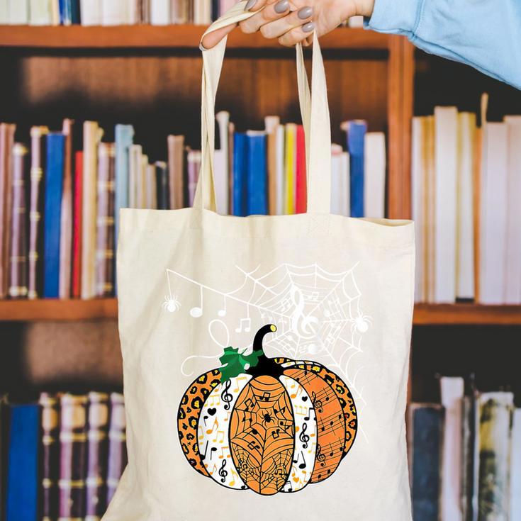 Pumpkin Music Teacher Halloween Fall Music Notes Autumn Canvas Tote Bag, funny gift Pumpkin Music Teacher Halloween Fall Music Notes Autumn Canvas Tote Bag, funny gift