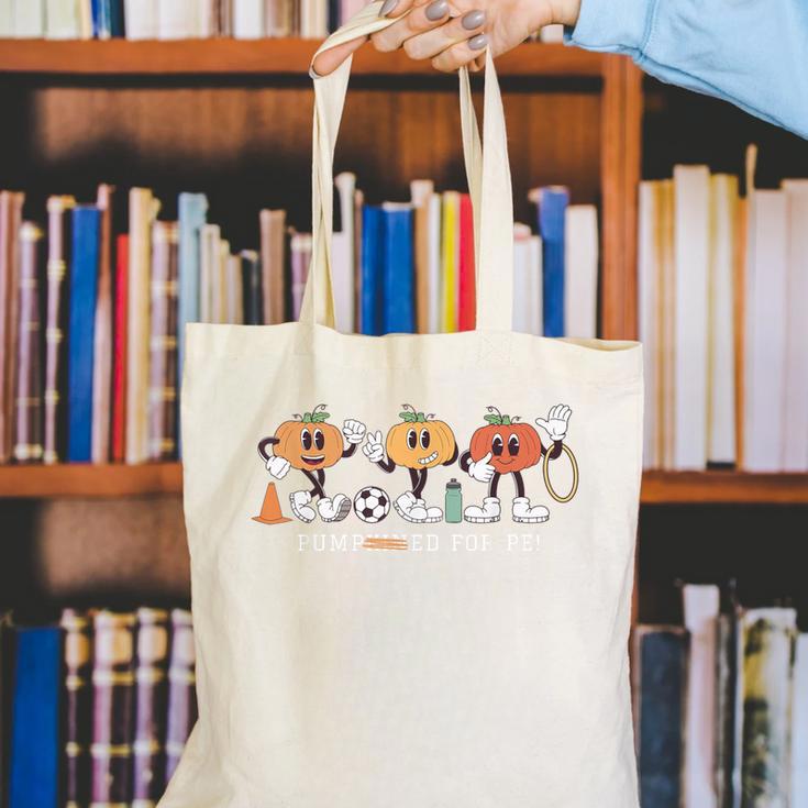 Pumpkin PE Teacher Team Physical Education Autumn Fall Canvas Tote Bag, Pe Teacher Tote Bags, funny gift