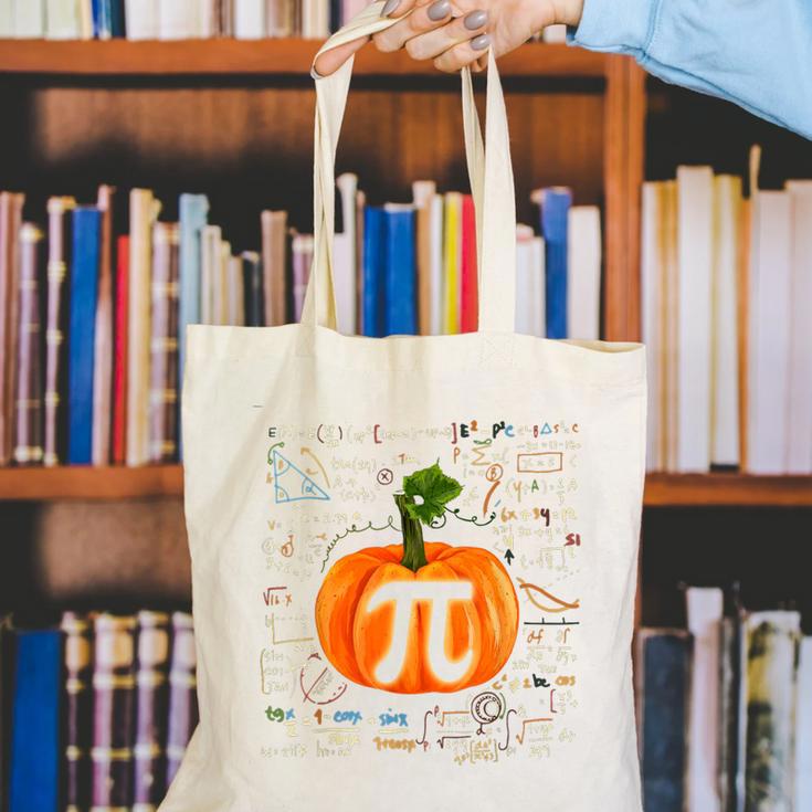 Pumpkin Pi Math Teacher Halloween Pumpkin Pi Canvas Tote Bag, funny gift Pumpkin Pi Math Teacher Halloween Pumpkin Pi Canvas Tote Bag, funny gift