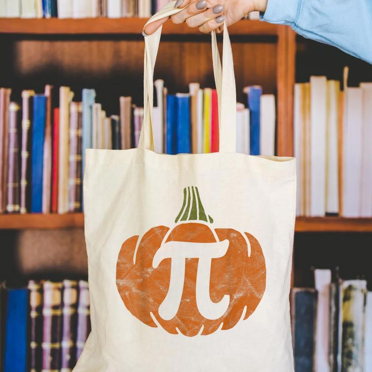 Pumpkin Pi Math Teacher Halloween Thanksgiving Day Costume Men Women Kids Canvas Tote Bag, funny gift