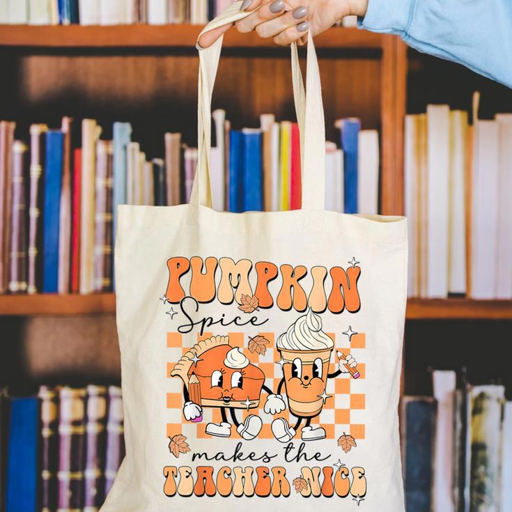 Pumpkin Spice Makes The Teacher Nice Teacher Graduation Canvas Tote Bag, funny gift