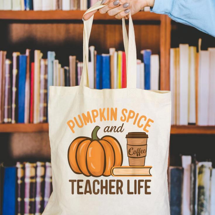 Pumpkin Spice And Teacher Life Halloween Teacher Canvas Tote Bag, funny gift Pumpkin Spice And Teacher Life Halloween Teacher Canvas Tote Bag, funny gift