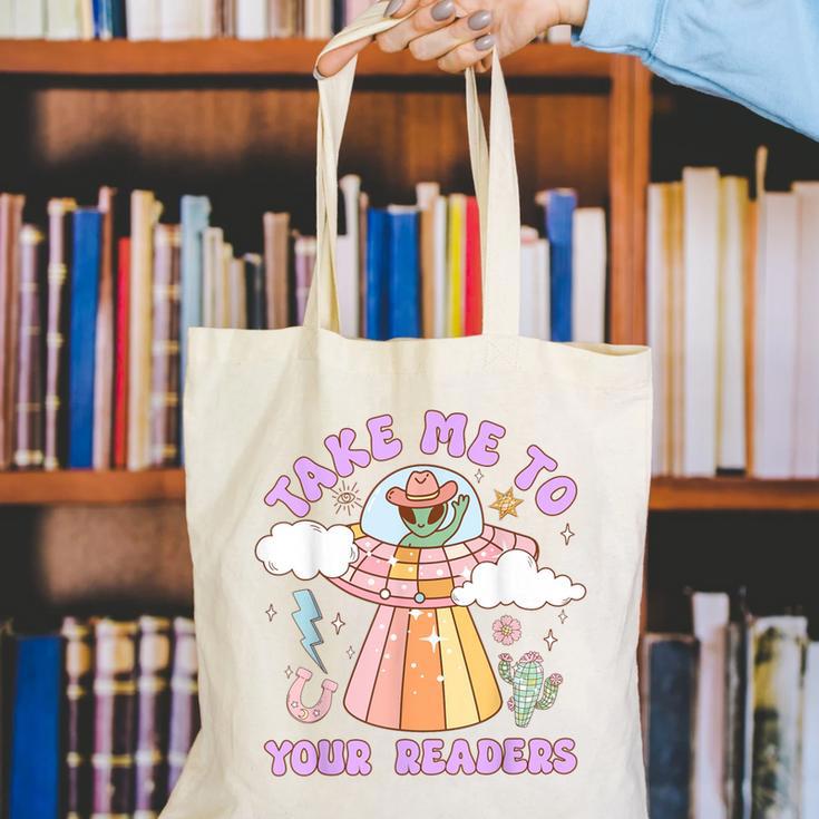 Take Me To Your Readers Alien Teacher Halloween Literacy Canvas Tote Bag, funny gift Take Me To Your Readers Alien Teacher Halloween Literacy Canvas Tote Bag, funny gift