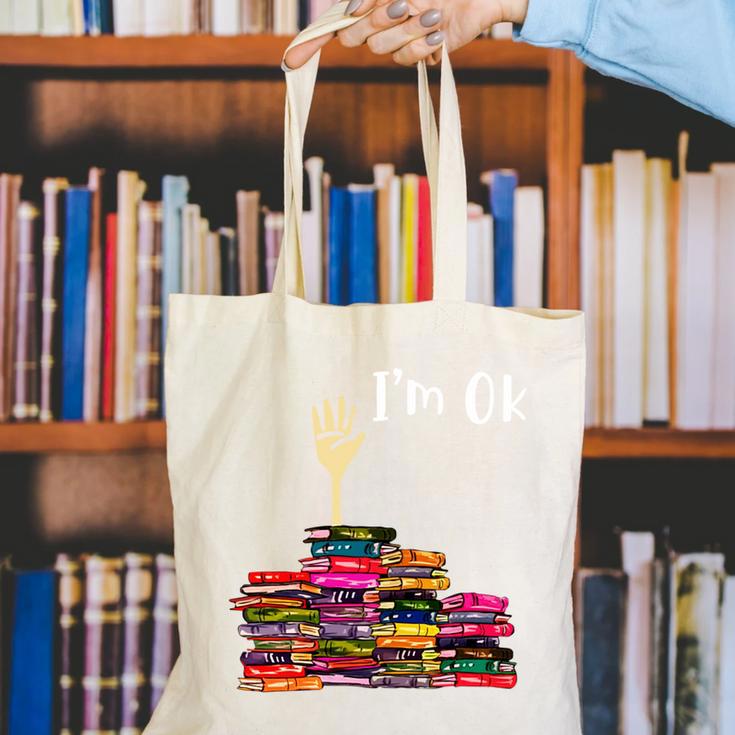 Reading Books Librarian Reader Nerd I'm Ok Teacher School Canvas Tote Bag, funny gift Reading Books Librarian Reader Nerd I'm Ok Teacher School Canvas Tote Bag, funny gift