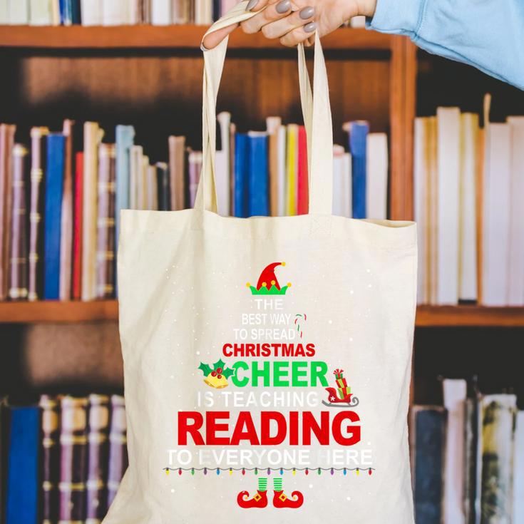 Reading Teacher Christmas Shirt Elf Christmas Cheer For Men Women Canvas Tote Bag, funny gift Reading Teacher Christmas Shirt Elf Christmas Cheer For Men Women Canvas Tote Bag, funny gift