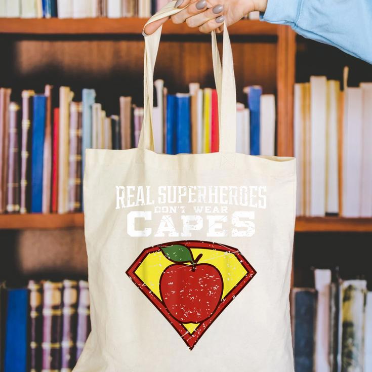 Real Superheroes Don't Wear Capes Teacher Shirt Teaching Te Canvas Tote Bag, funny gift Real Superheroes Don't Wear Capes Teacher Shirt Teaching Te Canvas Tote Bag, funny gift