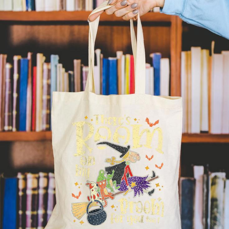 There's Room On My Broom For You Too Teacher Halloween Canvas Tote Bag, funny gift