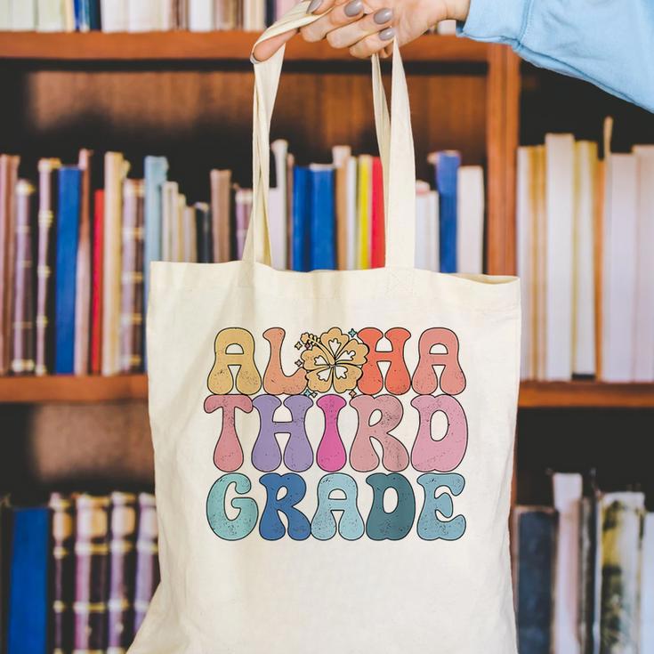 Retro Aloha Third Grade Teacher Summer Vacation Beach Hawaii Canvas Tote Bag, funny gift Retro Aloha Third Grade Teacher Summer Vacation Beach Hawaii Canvas Tote Bag, funny gift