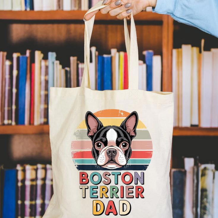 Retro Boston Terrier Dad Canvas Tote Bag, Boston Terrier Dad Tote Bags, funny gift