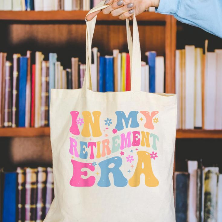 Retro Groovy Retirement Era Retired Teacher Canvas Tote Bag, Groovy Teacher Tote Bags, funny gift Retro Groovy Retirement Era Retired Teacher Canvas Tote Bag, Groovy Teacher Tote Bags, funny gift