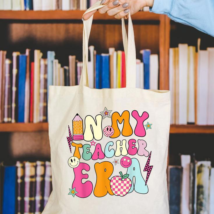 Retro Groovy In My Teaching Era Best Teacher Appreciation Canvas Tote Bag, Groovy Teacher Tote Bags, funny gift Retro Groovy In My Teaching Era Best Teacher Appreciation Canvas Tote Bag, Groovy Teacher Tote Bags, funny gift