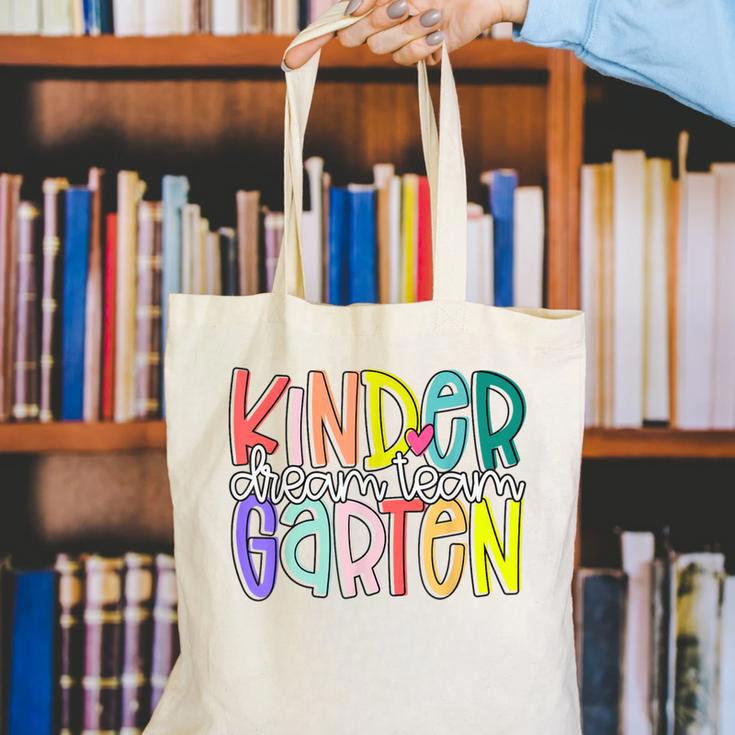 Retro Kindergarten Dream Team Back To School Teacher Kids Canvas Tote Bag, funny gift Retro Kindergarten Dream Team Back To School Teacher Kids Canvas Tote Bag, funny gift