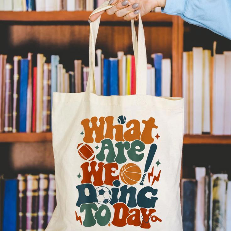 Retro PE Teacher What Are We Doing Today School Coach Women Canvas Tote Bag, Pe Teacher Tote Bags, funny gift Retro PE Teacher What Are We Doing Today School Coach Women Canvas Tote Bag, Pe Teacher Tote Bags, funny gift