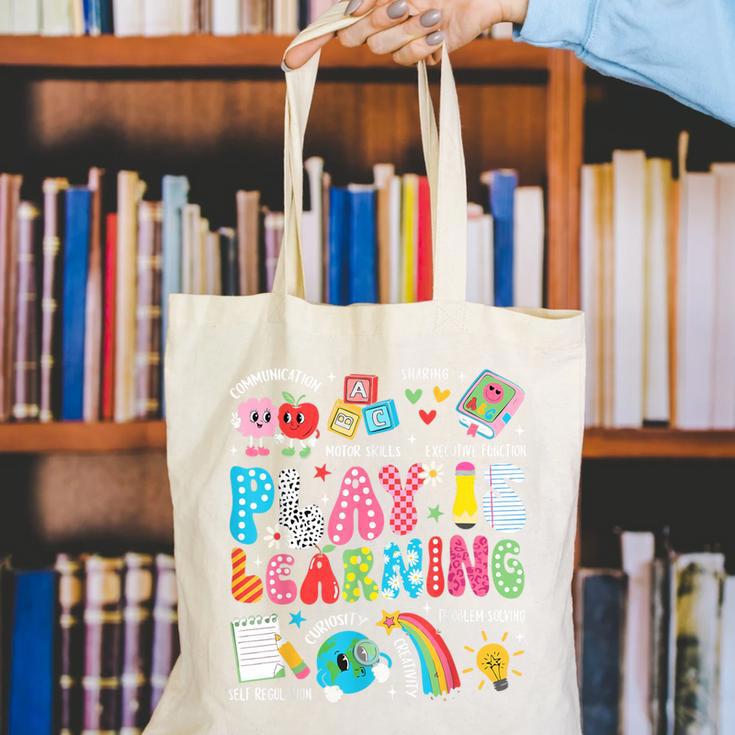 Retro Play Is Learning Kindergarten Teacher Team Women Canvas Tote Bag, funny gift