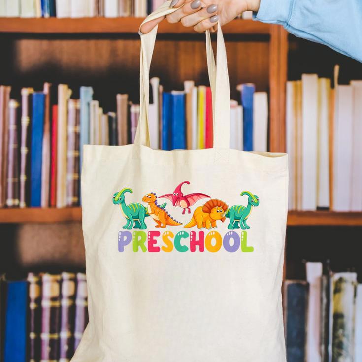 Retro Preschool Cute Dinosaur Preschool Teacher Kids Boys Canvas Tote Bag, funny gift Retro Preschool Cute Dinosaur Preschool Teacher Kids Boys Canvas Tote Bag, funny gift