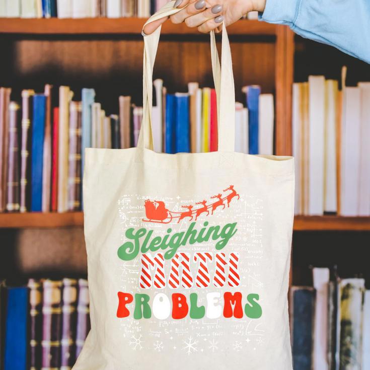 Retro Sleighing Math Problems Santa Math Teacher Christmas Canvas Tote Bag, funny gift Retro Sleighing Math Problems Santa Math Teacher Christmas Canvas Tote Bag, funny gift