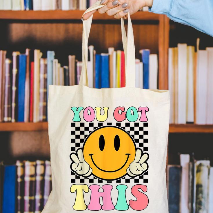 You Got This Retro Smile Motivational Testing Day Teacher Canvas Tote Bag, funny gift
