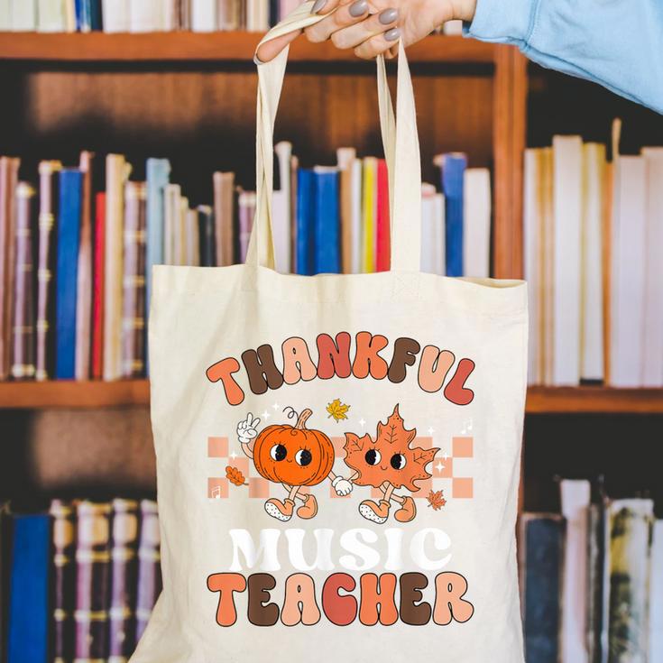 Retro Thankful Music Teacher Pumpkin Fall Thanksgiving Canvas Tote Bag, funny gift Retro Thankful Music Teacher Pumpkin Fall Thanksgiving Canvas Tote Bag, funny gift