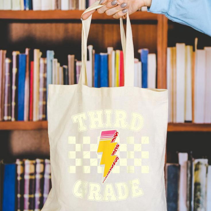 Retro Third Grade Teacher Lightning Bolt Pencil Teacher Kids Canvas Tote Bag, funny gift Retro Third Grade Teacher Lightning Bolt Pencil Teacher Kids Canvas Tote Bag, funny gift