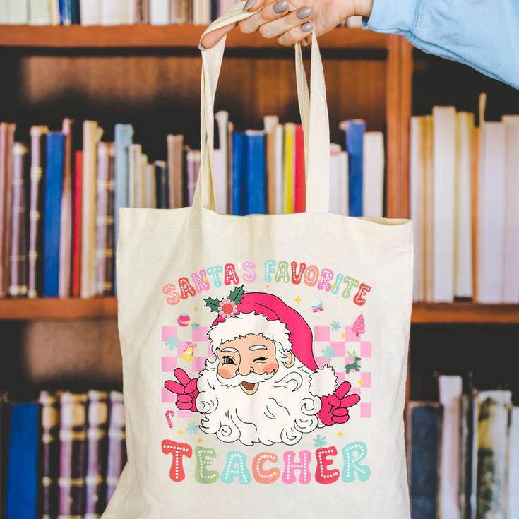 Santa Favorite Teacher Shirt Teacher Christmas Canvas Tote Bag, funny gift Santa Favorite Teacher Shirt Teacher Christmas Canvas Tote Bag, funny gift