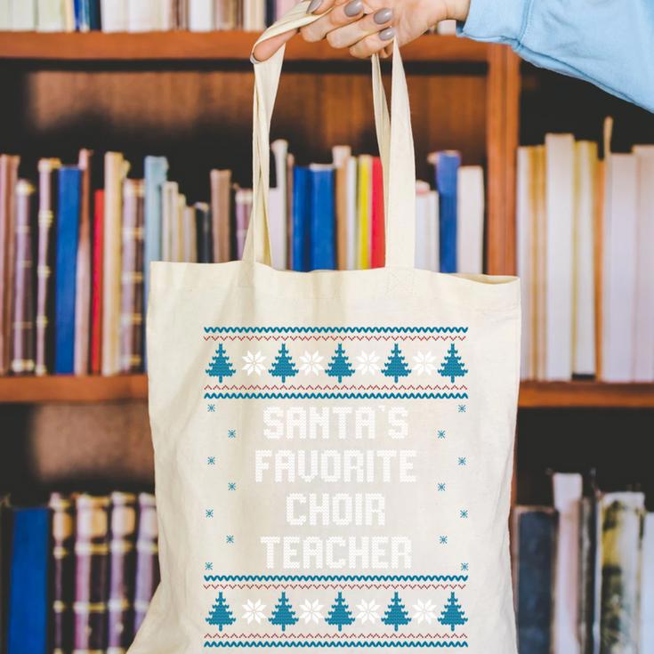 Santas Favorite Choir Teacher Christmas Canvas Tote Bag, funny gift Santas Favorite Choir Teacher Christmas Canvas Tote Bag, funny gift