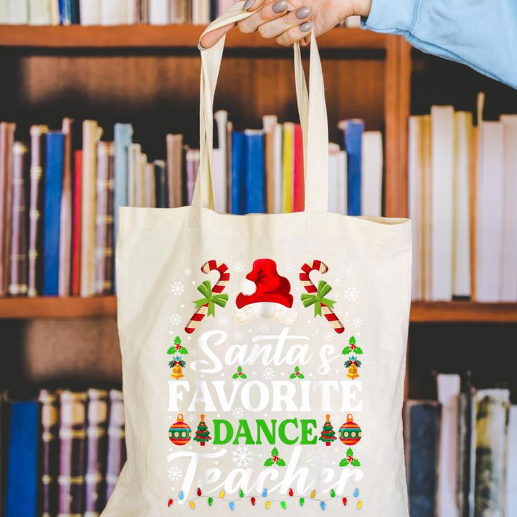 Santa's Favorite Dance Teacher Shirt Christmas Pajama Canvas Tote Bag, funny gift