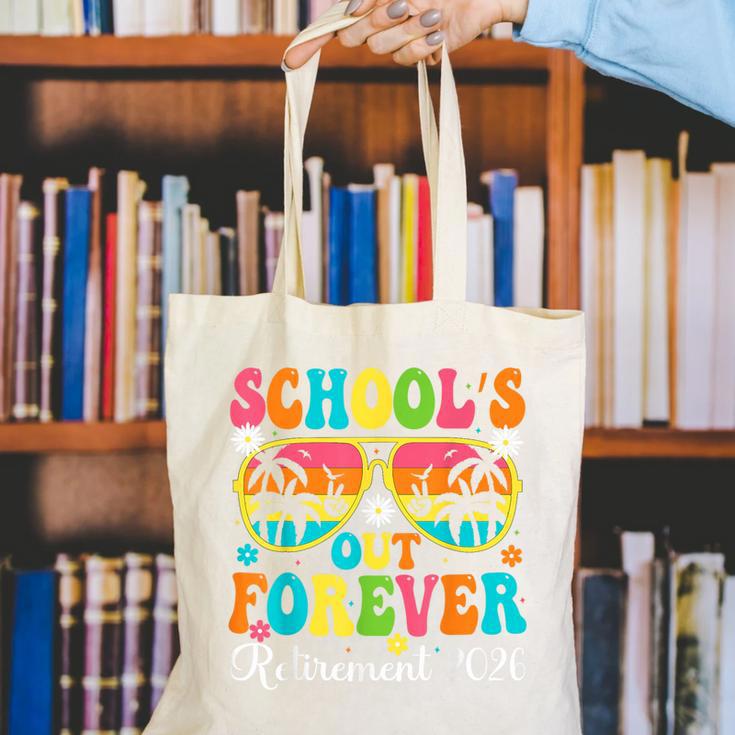 School's Out Forever Retirement 2026 Retro Retired Teacher Canvas Tote Bag, funny gift