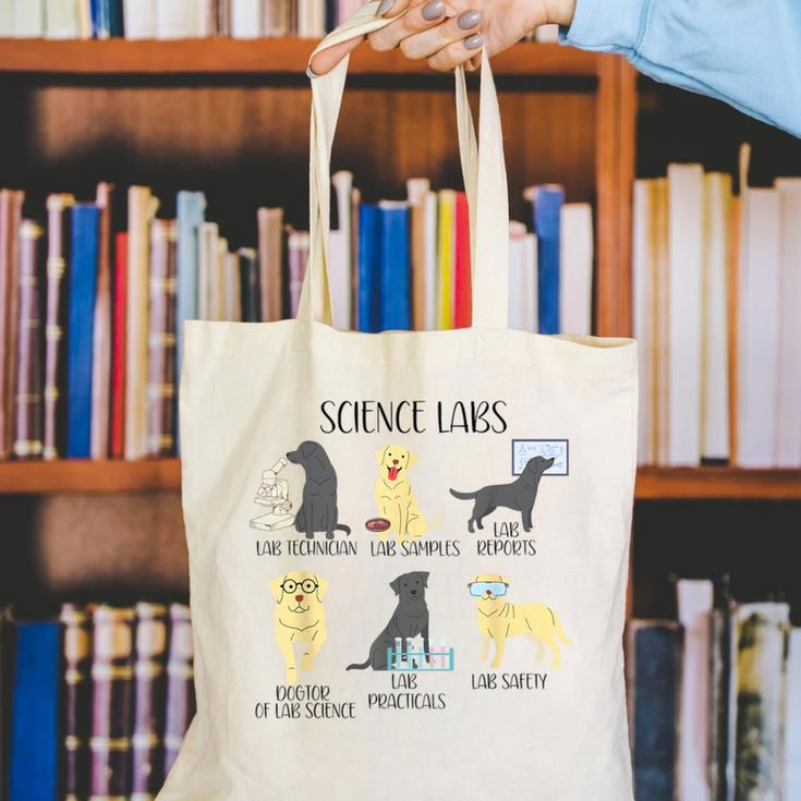 Science Labs Dogs Labrador Retriever Science Teacher Canvas Tote Bag, Science Teacher Tote Bags, funny gift