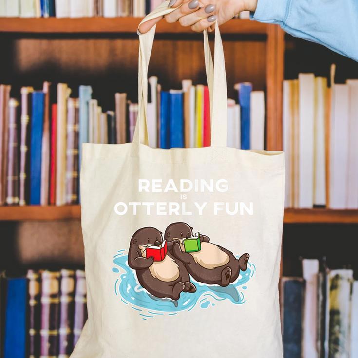 Sea Otter Book Reading Shirt For Bookworm Teachers Canvas Tote Bag, funny gift