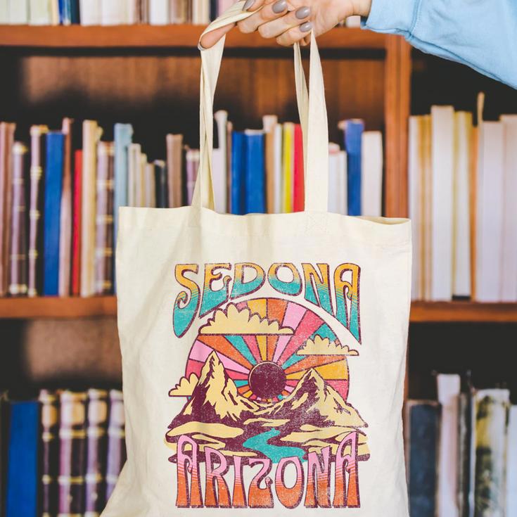 Sedona Arizona Nature Hiking Mountains Outdoors Vintage Canvas Tote Bag, funny gift
