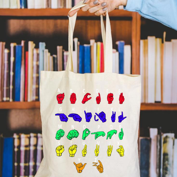 Sign Language Alphabet For ASL Interpreter Deaf Teacher Stud For Men Women Girls Kids Canvas Tote Bag, funny gift Sign Language Alphabet For ASL Interpreter Deaf Teacher Stud For Men Women Girls Kids Canvas Tote Bag, funny gift