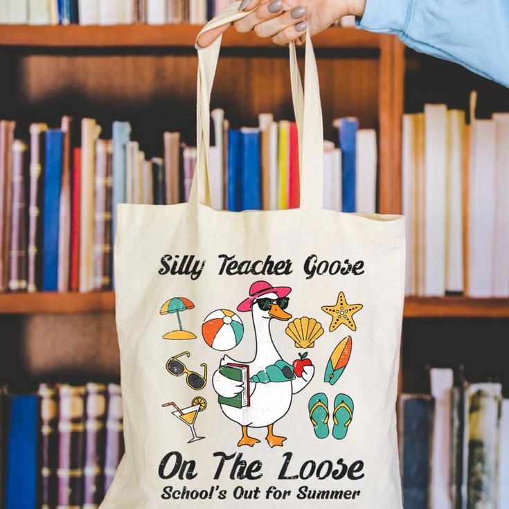 Silly Teacher Goose On The Loose School Out Summer Women Men Canvas Tote Bag, funny gift Silly Teacher Goose On The Loose School Out Summer Women Men Canvas Tote Bag, funny gift
