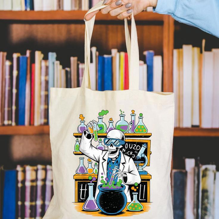 Skeleton Mad Scientist Halloween Costume Science Teacher Canvas Tote Bag, Science Teacher Tote Bags, funny gift Skeleton Mad Scientist Halloween Costume Science Teacher Canvas Tote Bag, Science Teacher Tote Bags, funny gift