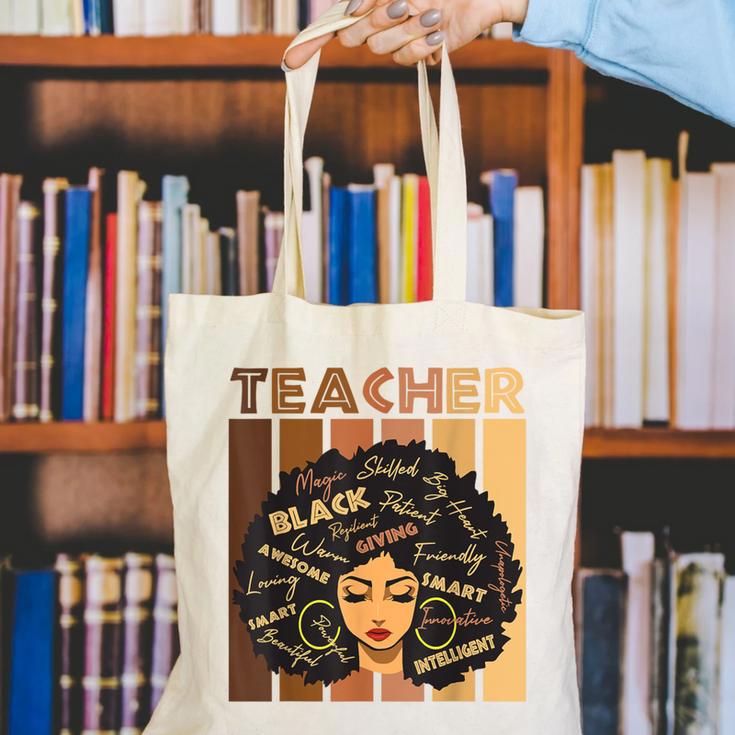 Smart Teacher Afro Girl Melanin African American Wowen Canvas Tote Bag, funny gift