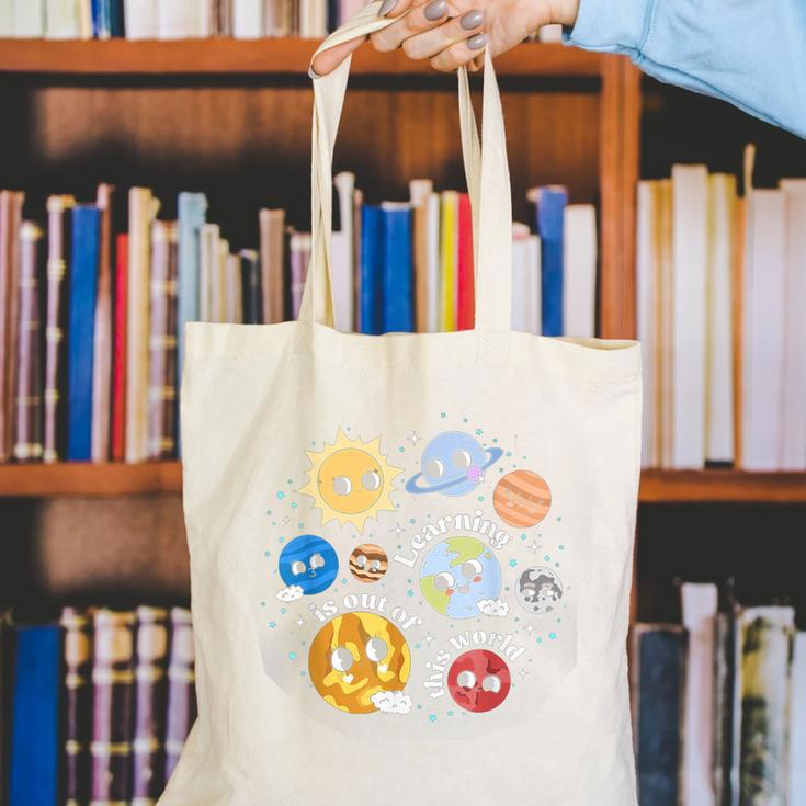 Solar System Learning Is Out Of This World Science Teacher Canvas Tote Bag, Science Teacher Tote Bags, funny gift Solar System Learning Is Out Of This World Science Teacher Canvas Tote Bag, Science Teacher Tote Bags, funny gift