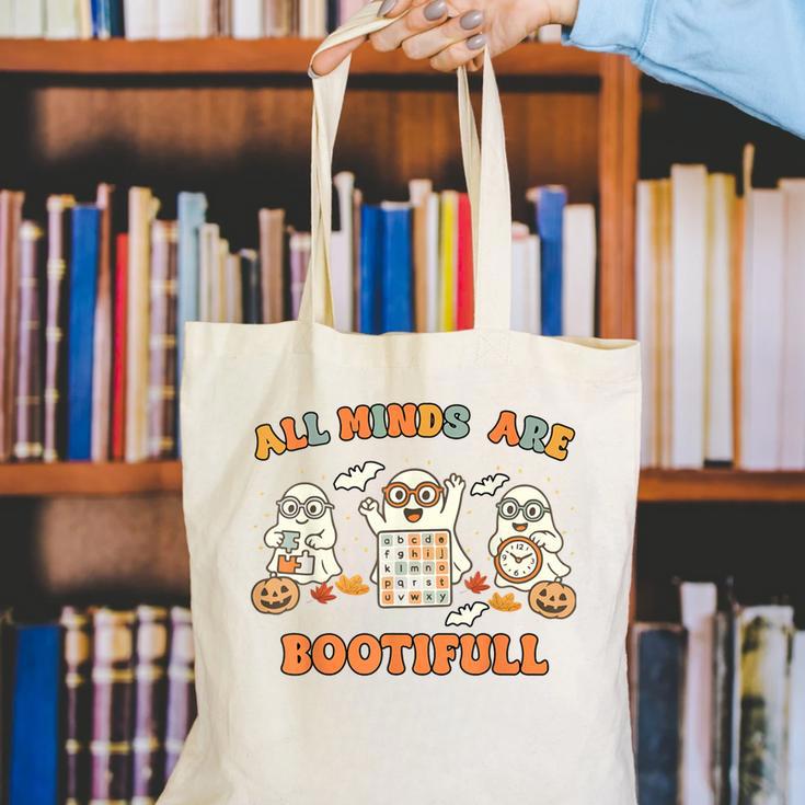 Special Education All Minds SPED Teacher Ghost Halloween Canvas Tote Bag, funny gift