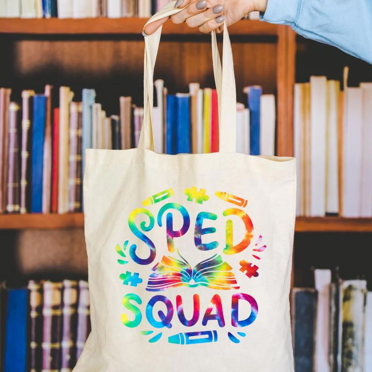 Special Education Teacher Sped Squad SPED Teacher Tie Dye Canvas Tote Bag, funny gift Special Education Teacher Sped Squad SPED Teacher Tie Dye Canvas Tote Bag, funny gift