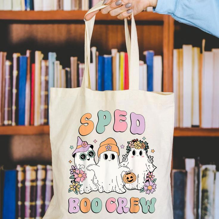 SPED Boo Crew Halloween Floral Ghost Special Ed SPED Teacher For Men Women Kids Canvas Tote Bag, funny gift SPED Boo Crew Halloween Floral Ghost Special Ed SPED Teacher For Men Women Kids Canvas Tote Bag, funny gift