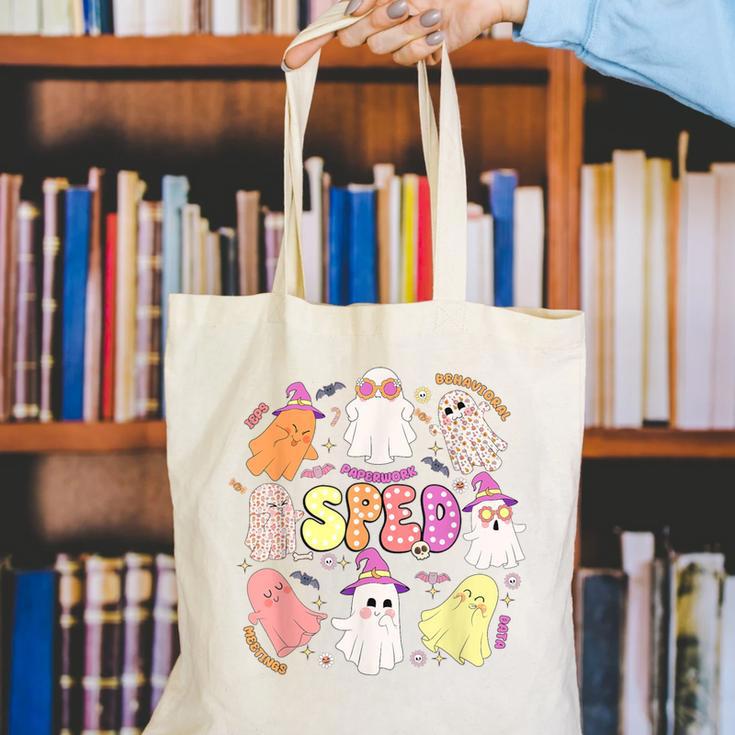 SPED Teacher Halloween Spooky Special Education Team Men Women Kids Canvas Tote Bag, funny gift
